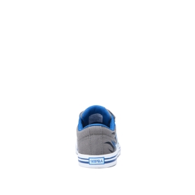 Supra Kids STACKS II VULC VELCRO Low Top Shoes Grey/Blue Flame/white | US-34633